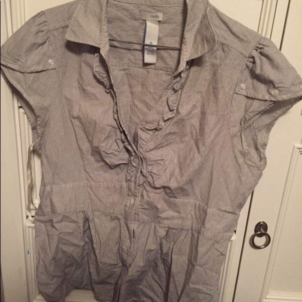 Odille Striped Buttoned Collared Top - Size 14